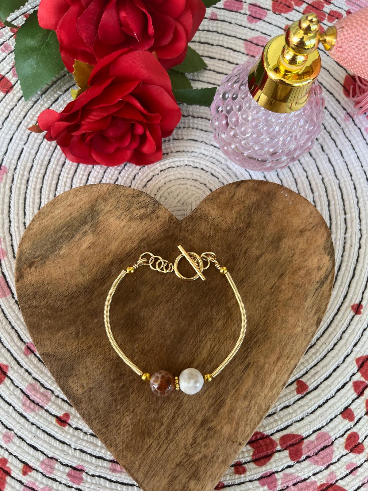 Pulsera Lazo De Luz - Color Marrón y Blanca