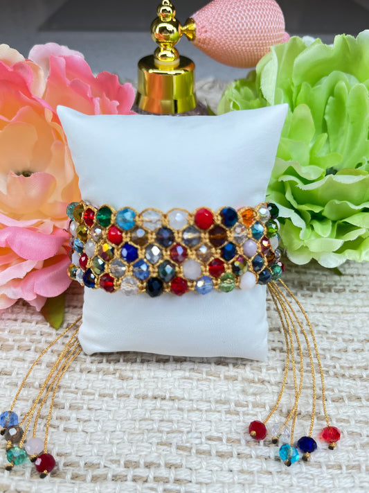 Colección: Destellos De Seda & Cristal ( Estilo Brazalete De 5 Hilos En Colores Mixtos)