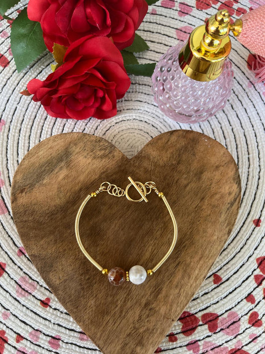 Pulsera Lazo De Luz - Color Marrón y Blanca