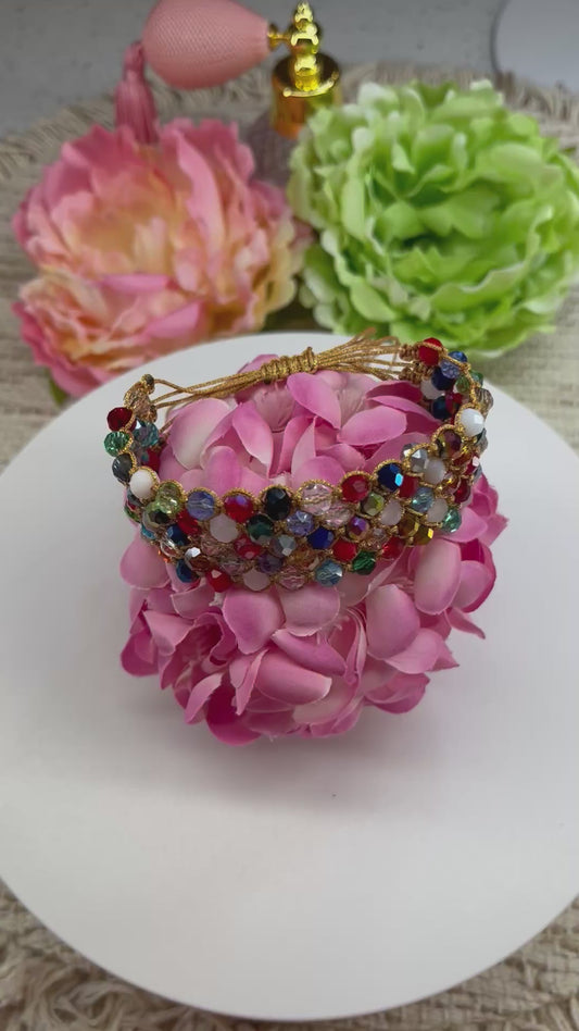 Colección: Destellos De Seda & Cristal ( Estilo Brazalete De 5 Hilos En Colores Mixtos)