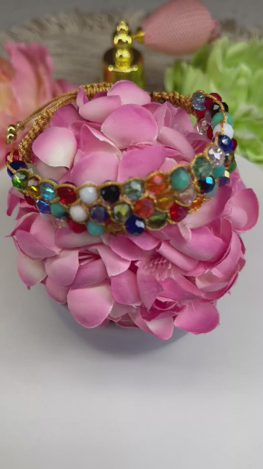 Colección: Destellos De Seda & Cristal ( Estilo Pulsera De 3 Hilos En Tonos Mixtos)